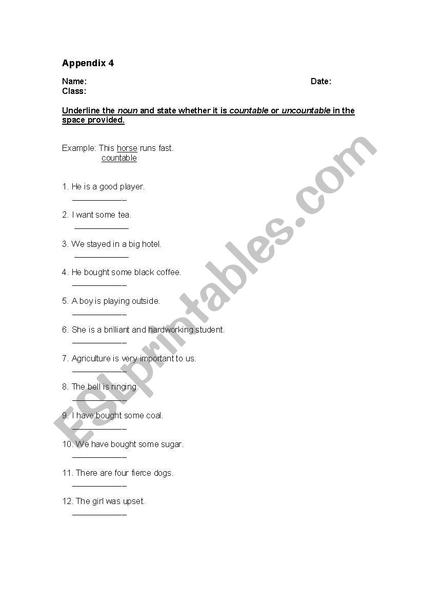 noun worksheet