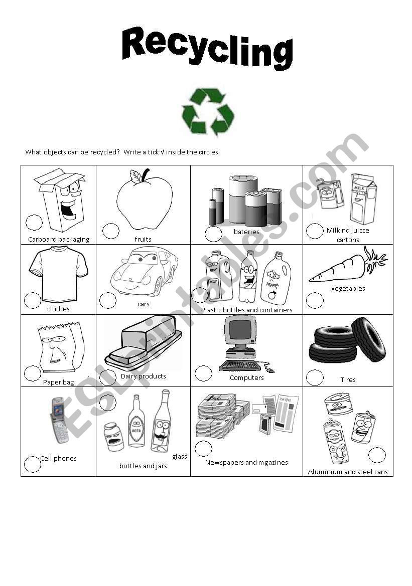 recycling worksheet