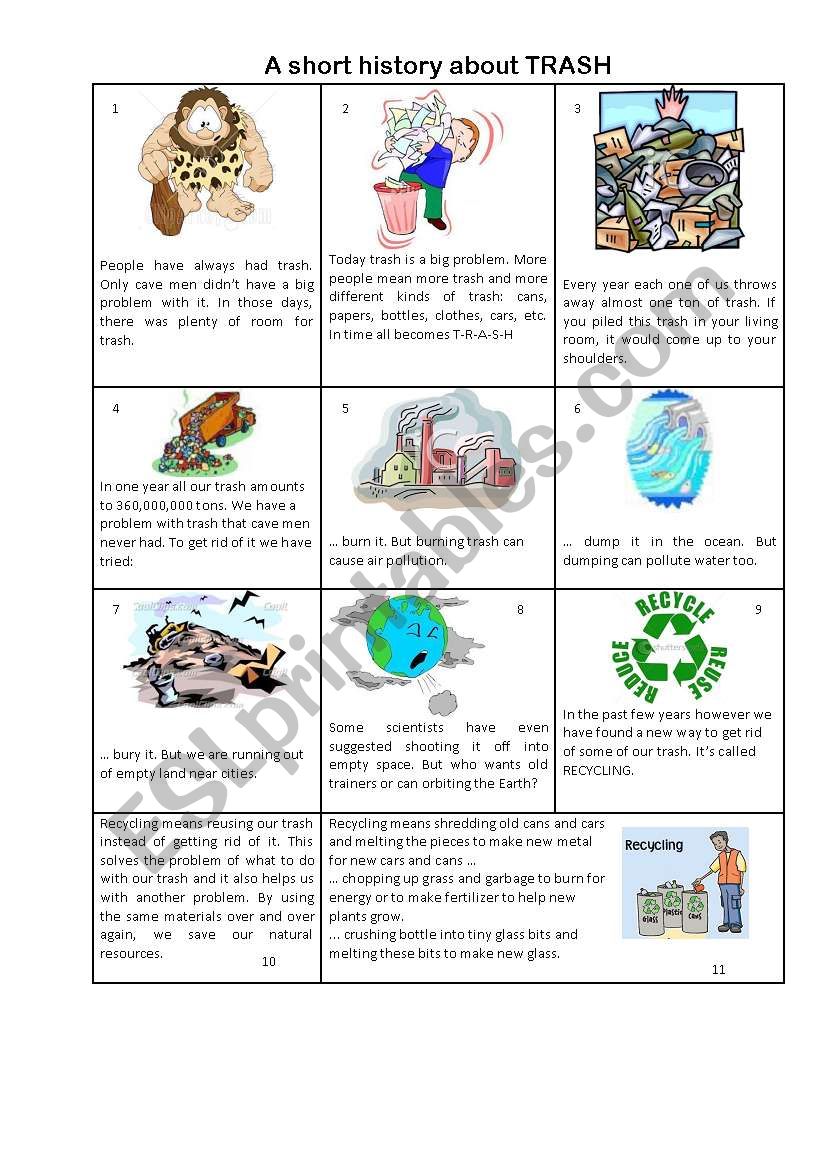 A short history about trash  worksheet