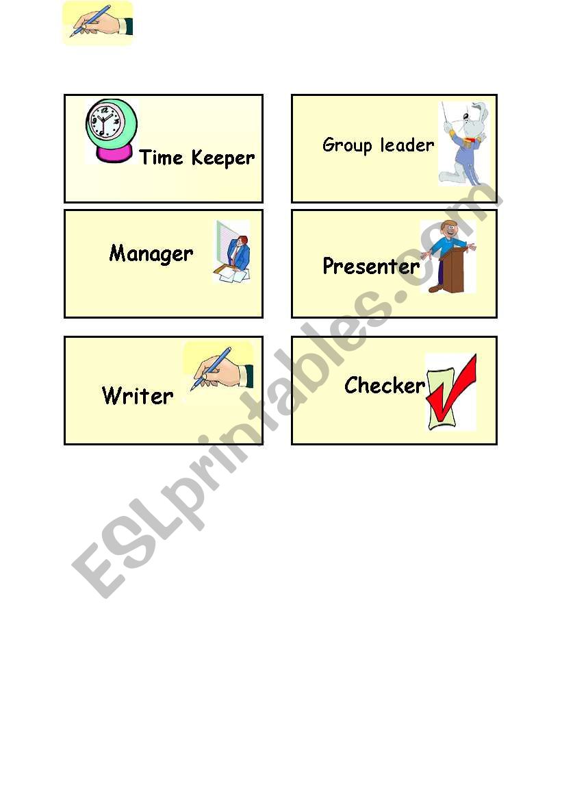 students roles in groups worksheet