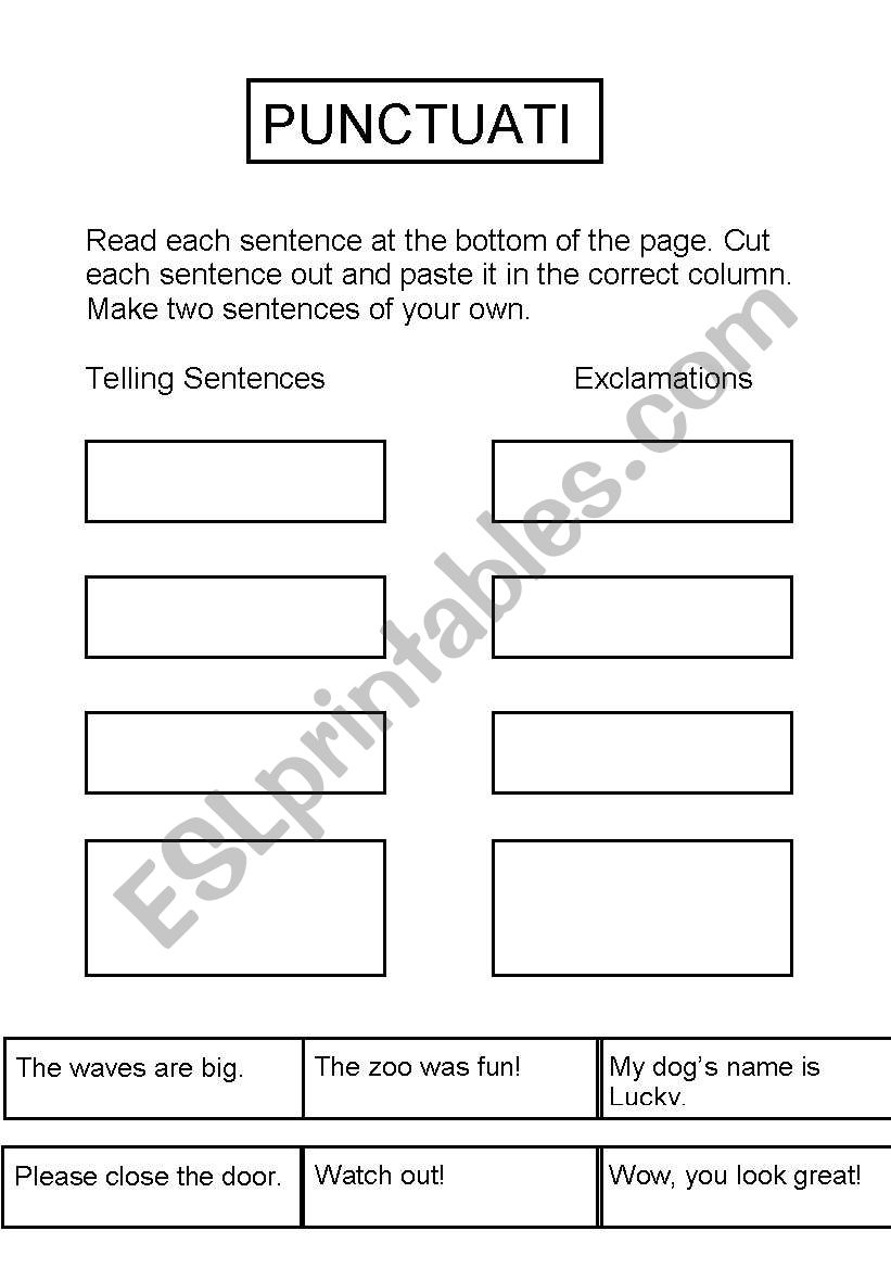 Punctuation  worksheet