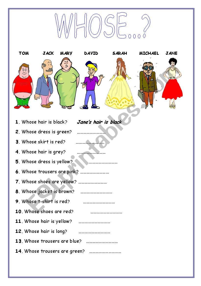 whose? worksheet