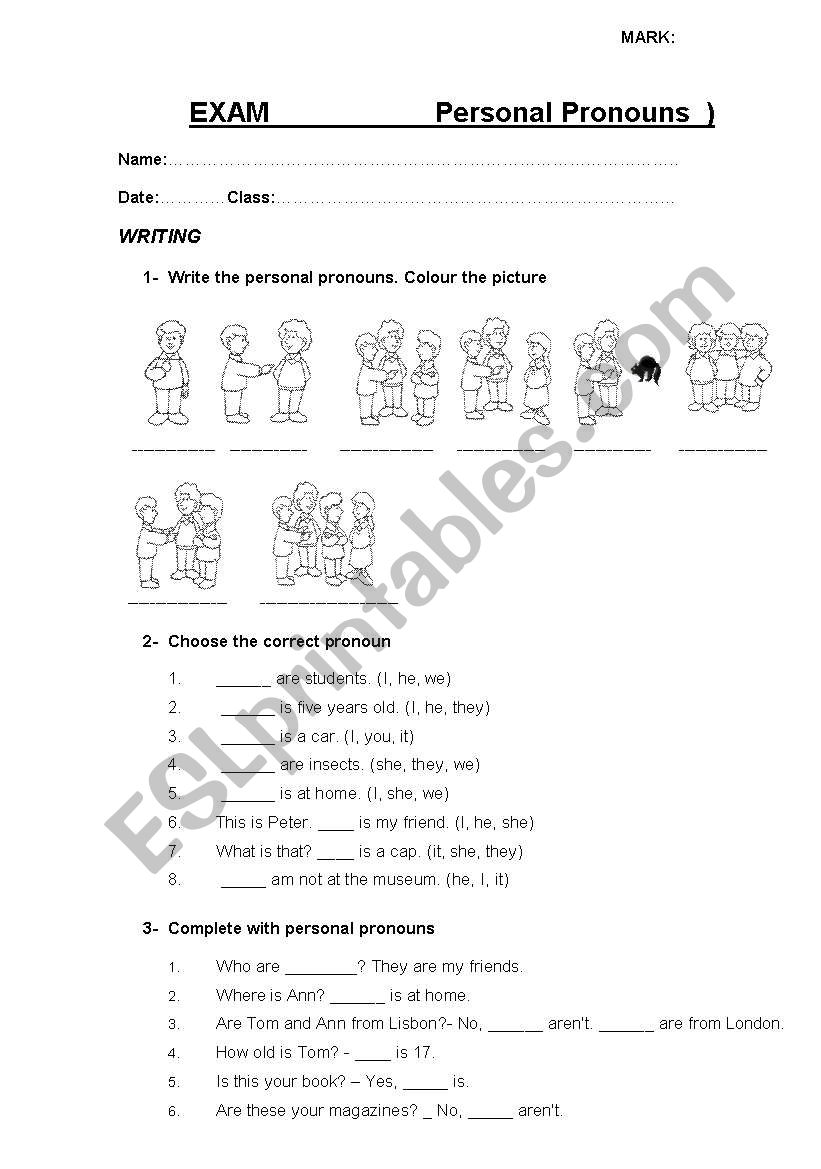 Personal Pronouns worksheet