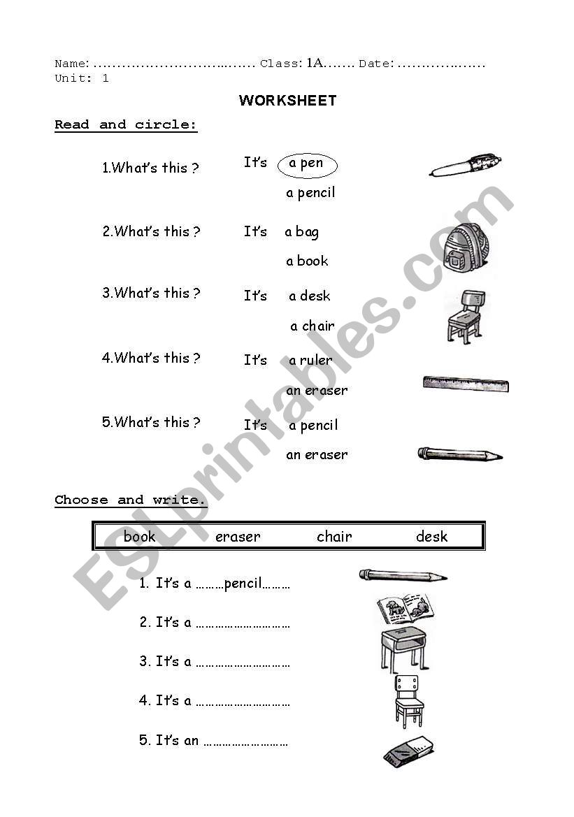 My classroom worksheet