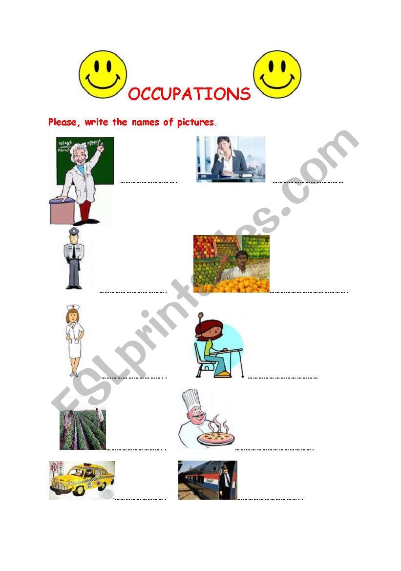 occupations worksheet