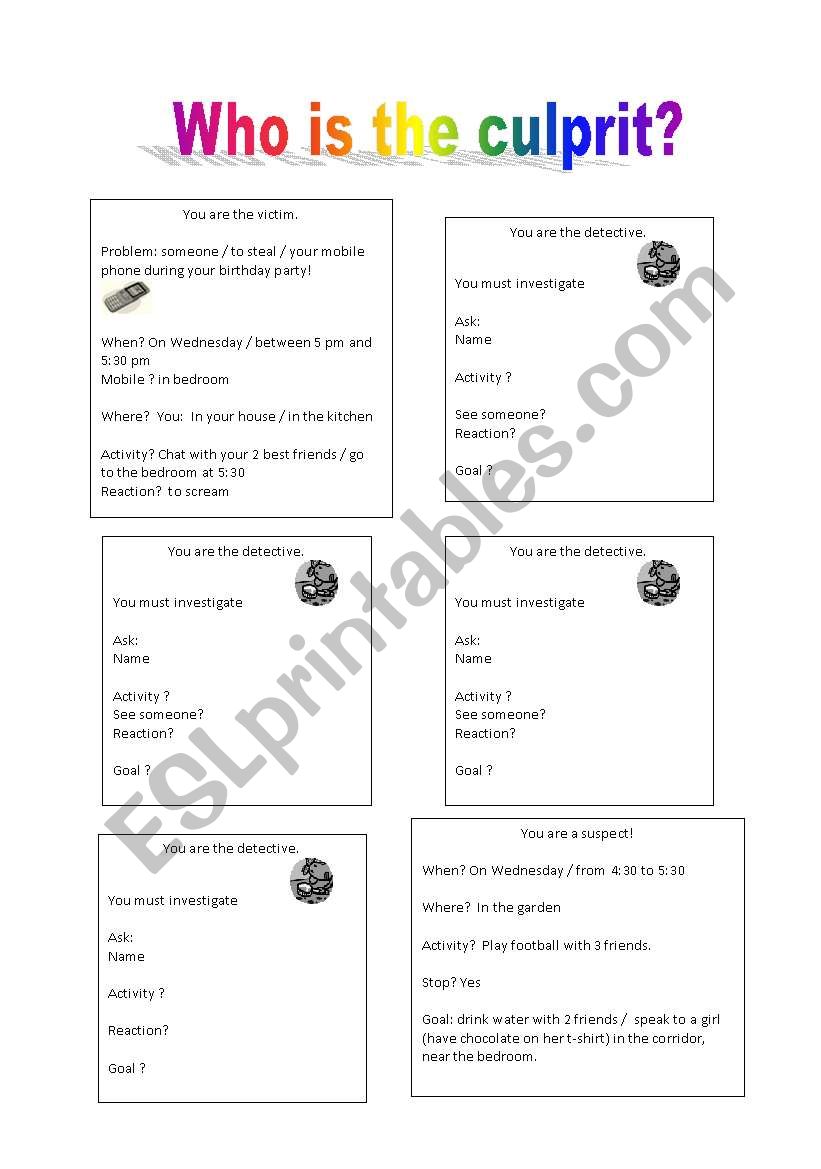 who is the culprit? group work (oral)