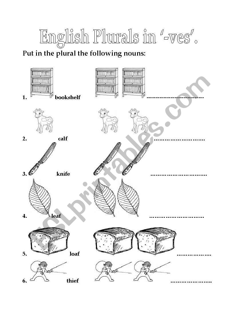 English plurals in   -ves worksheet