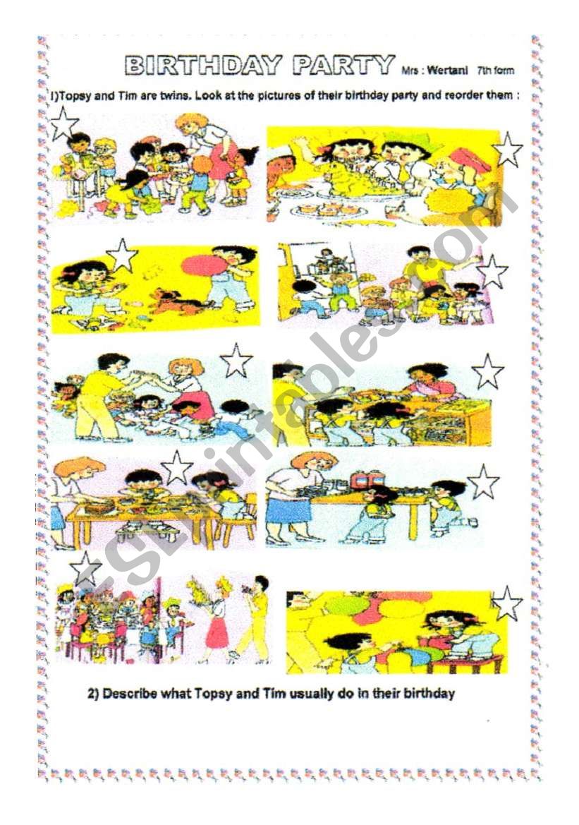 A BIRTHDAY PARTY worksheet