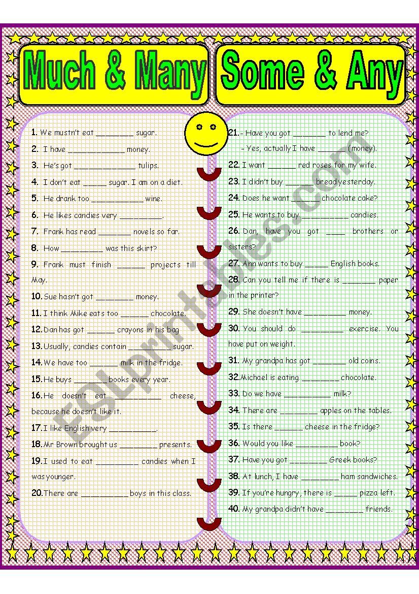 Much/Many & Some/Any worksheet