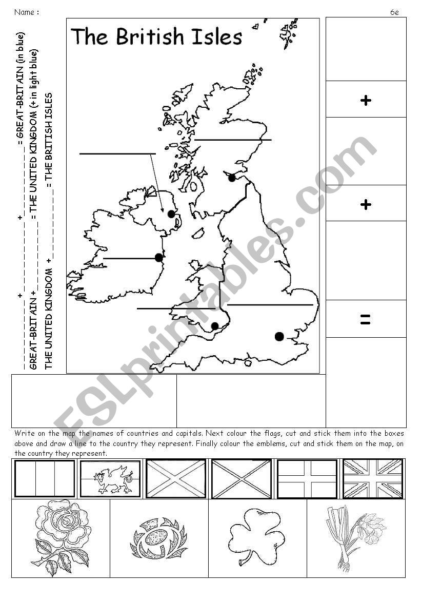 British Isles map + flags + emblems