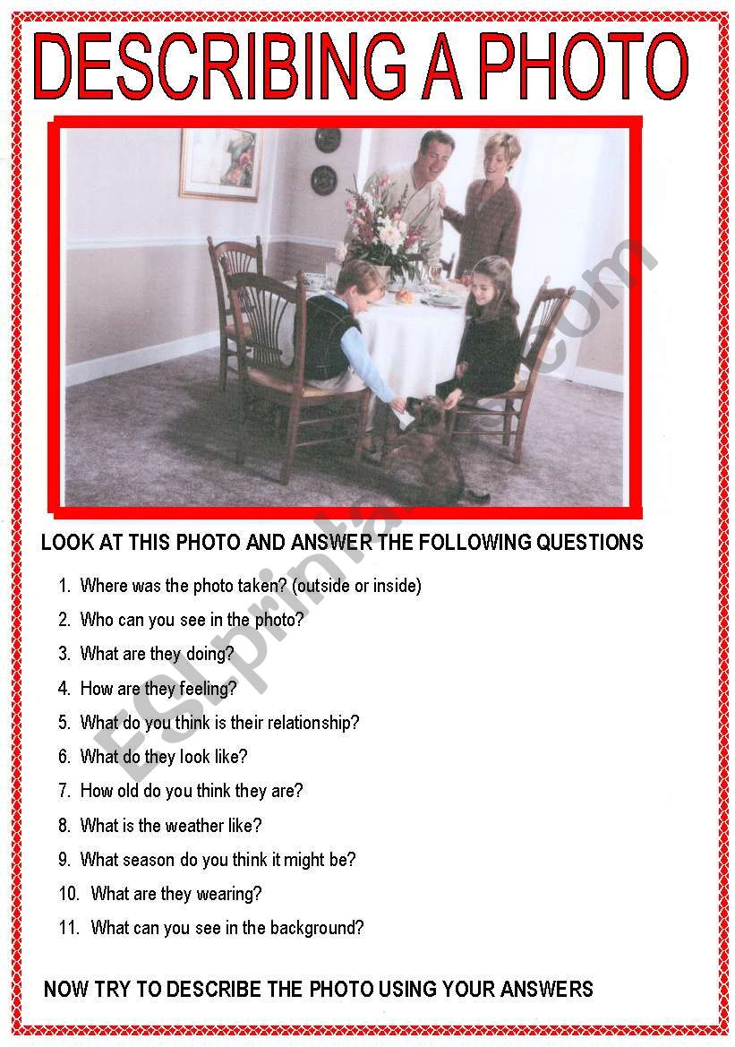 DESCRIBING A PHOTO 4 worksheet