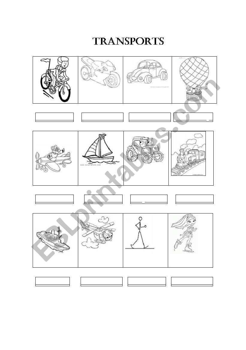 transport vocabulary list + on foot and on skates too.