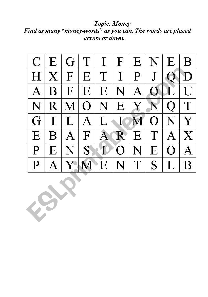 money-puzzle worksheet