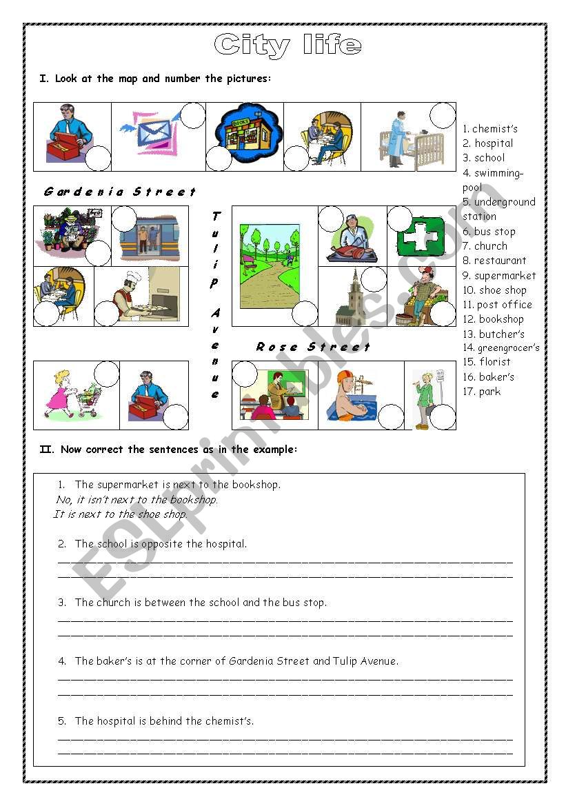 City life worksheet