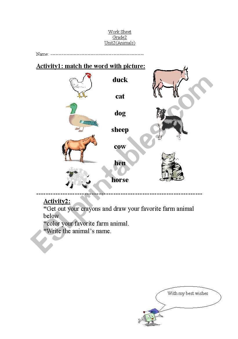 animals worksheet