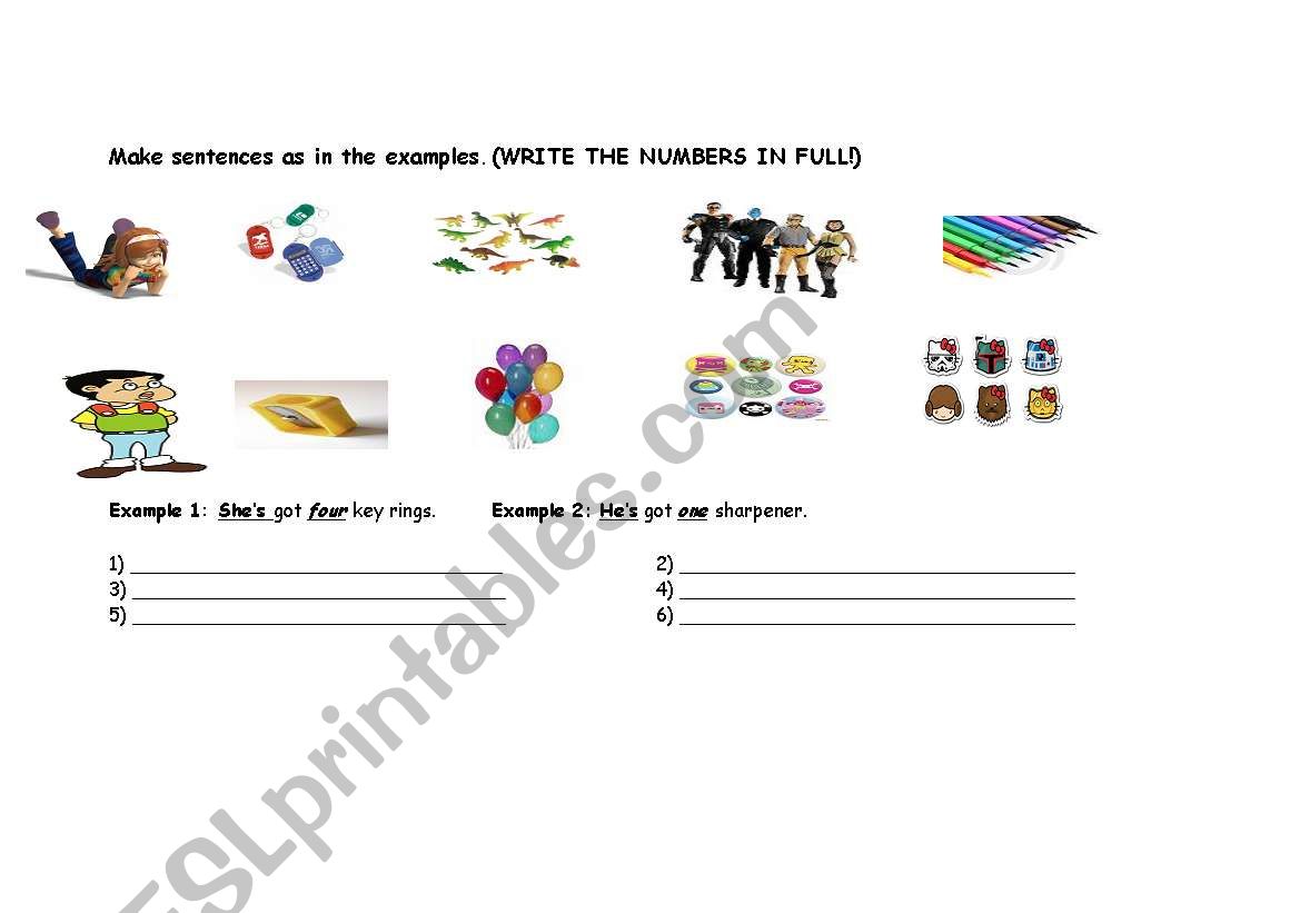 HAVE&HAS GOT&NUMBERS worksheet