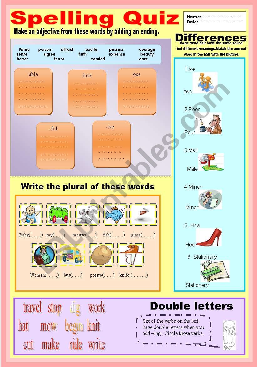 spelling worksheet