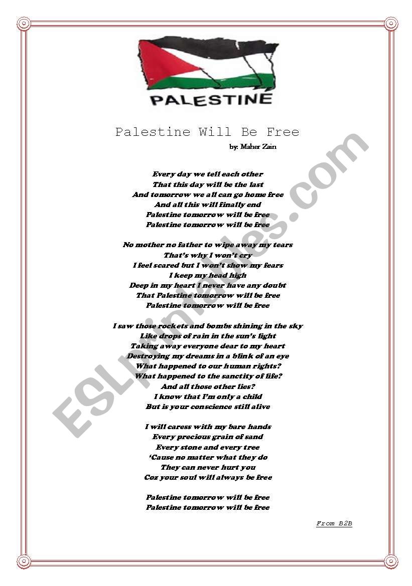 palestine will be free worksheet
