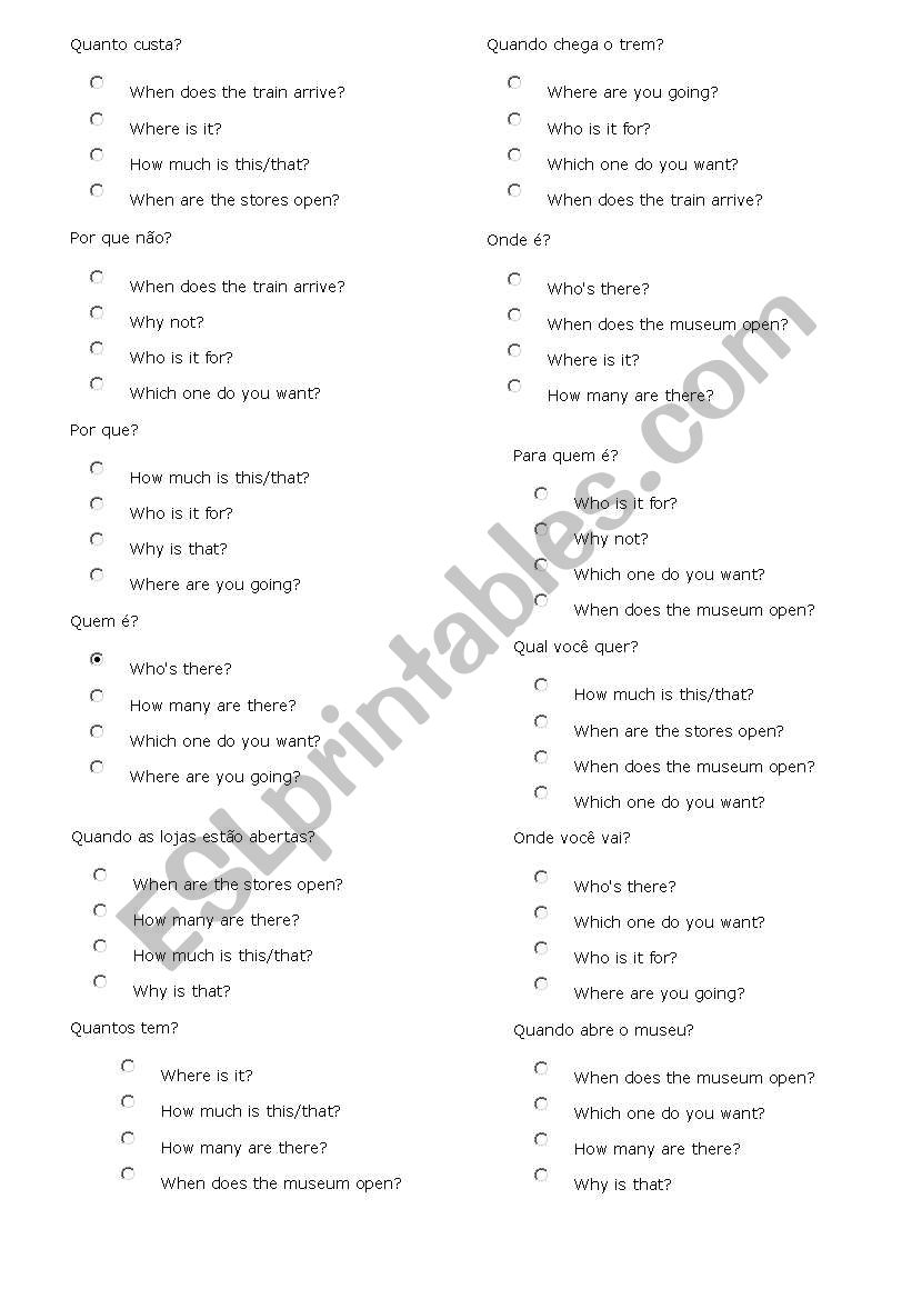 basic questions totranslation worksheet