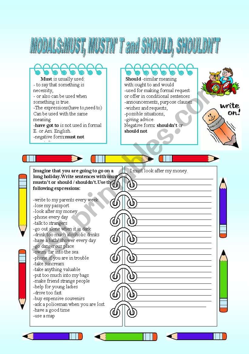 Modals:must, mustnÂ´, should, shouldnÂ´t