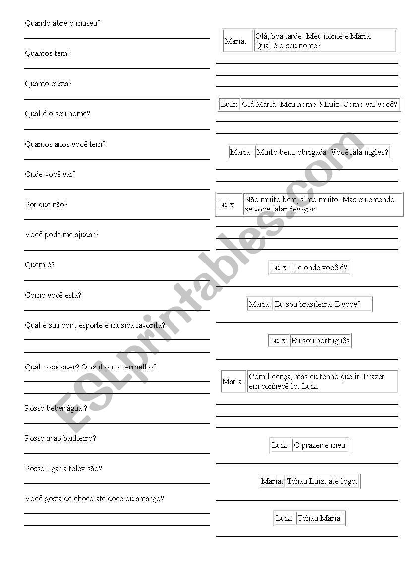 questions and conversation worksheet