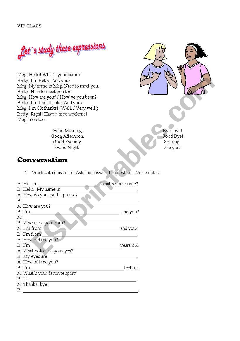 first class worksheet