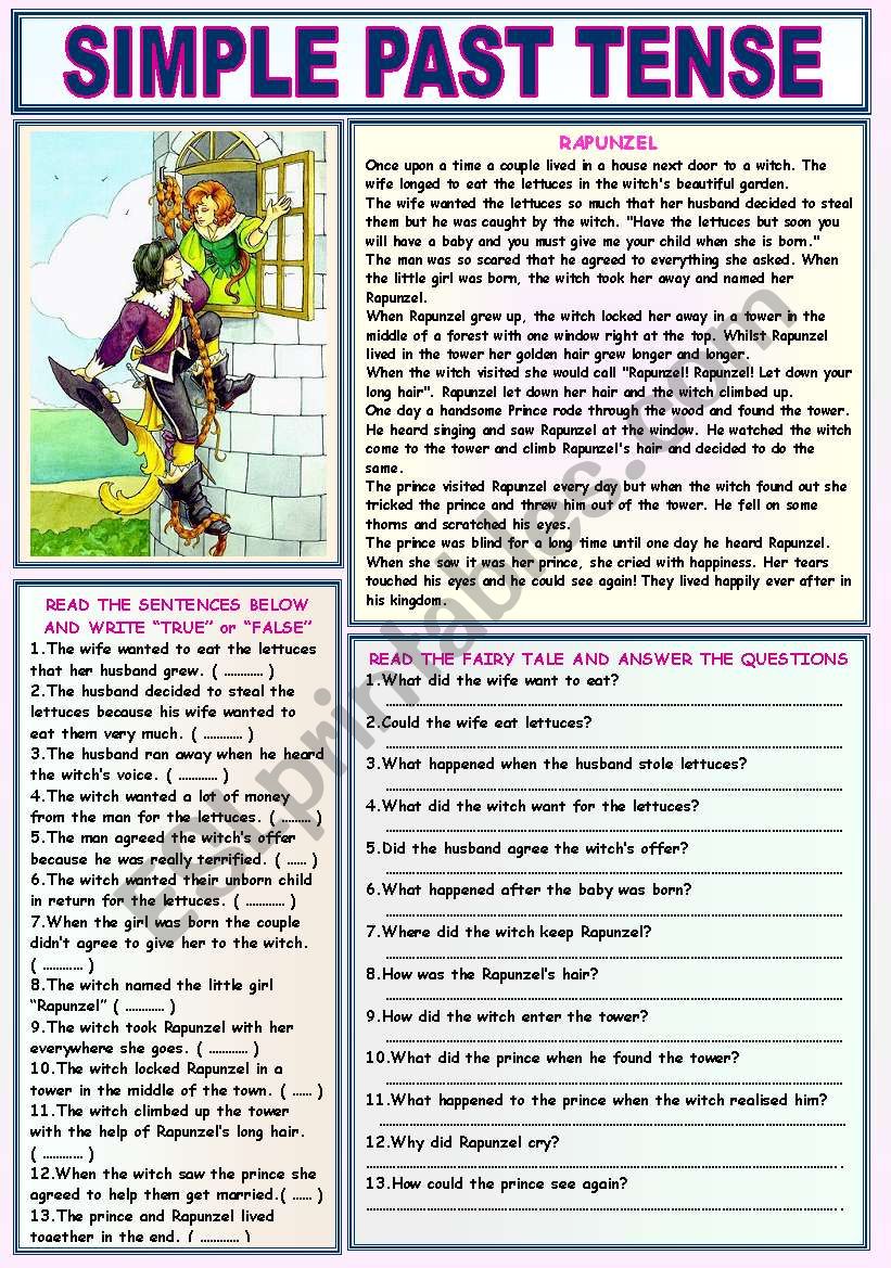 SIMPLE PAST TENSE (RAPUNZEL) worksheet