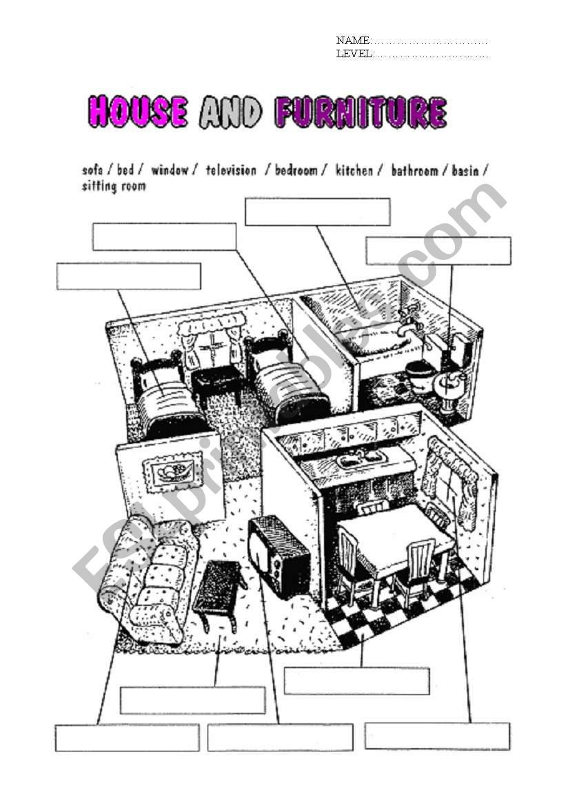 House and Furniture worksheet