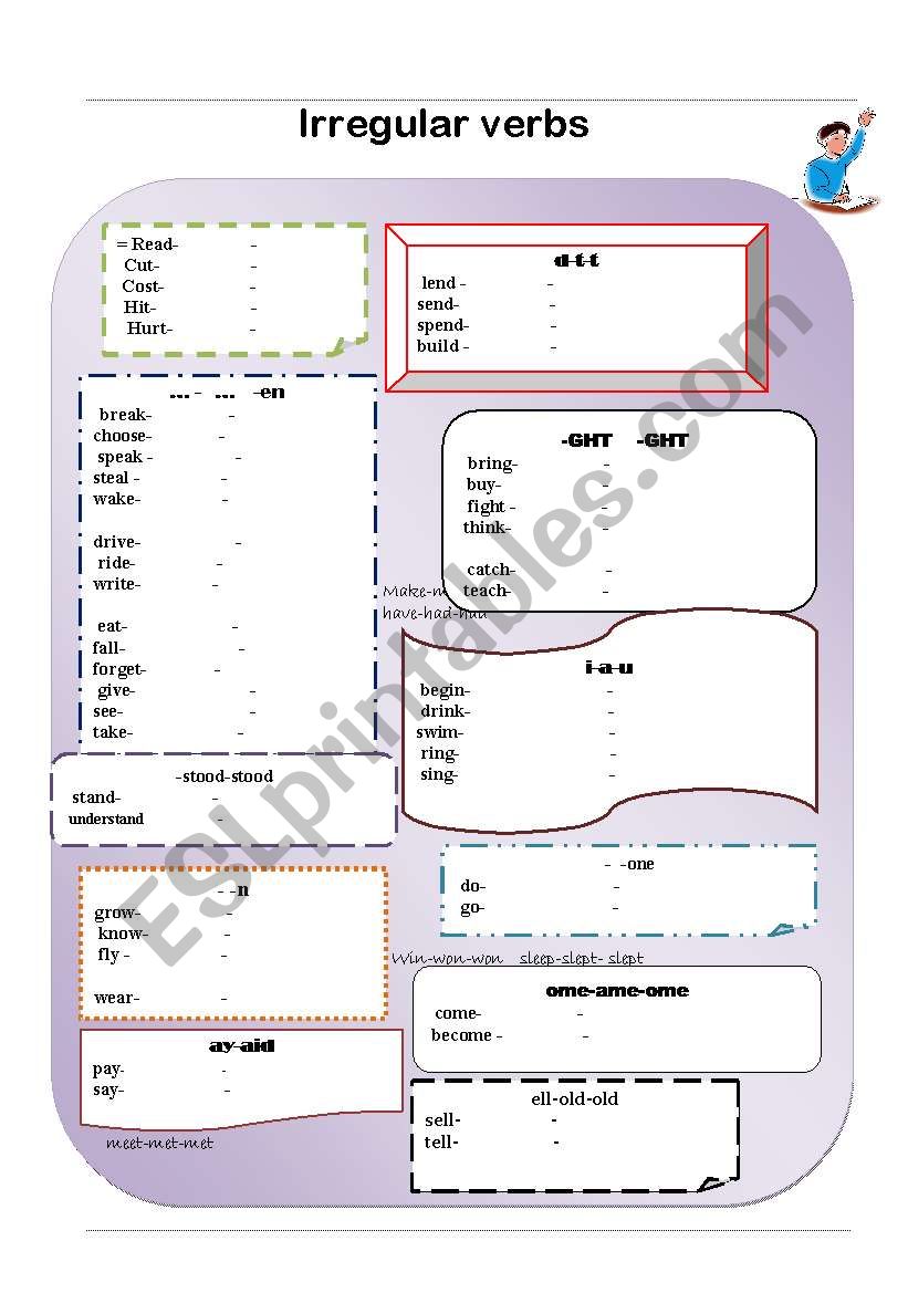 Irregular  verbs worksheet