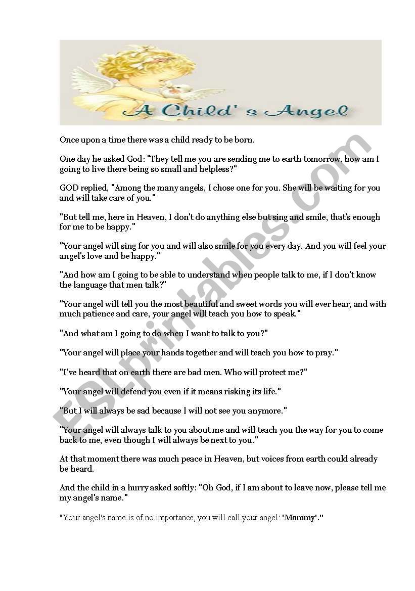 a childs angel worksheet