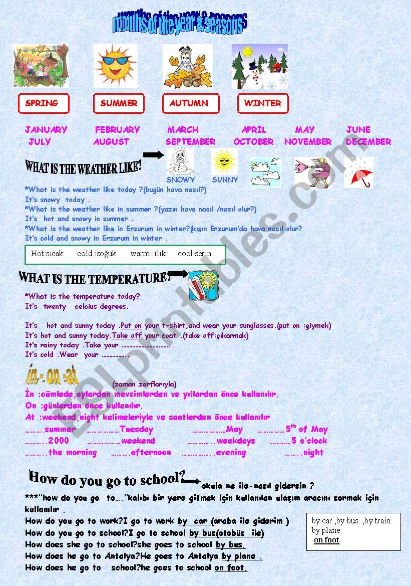 months -seasons-weather conditions