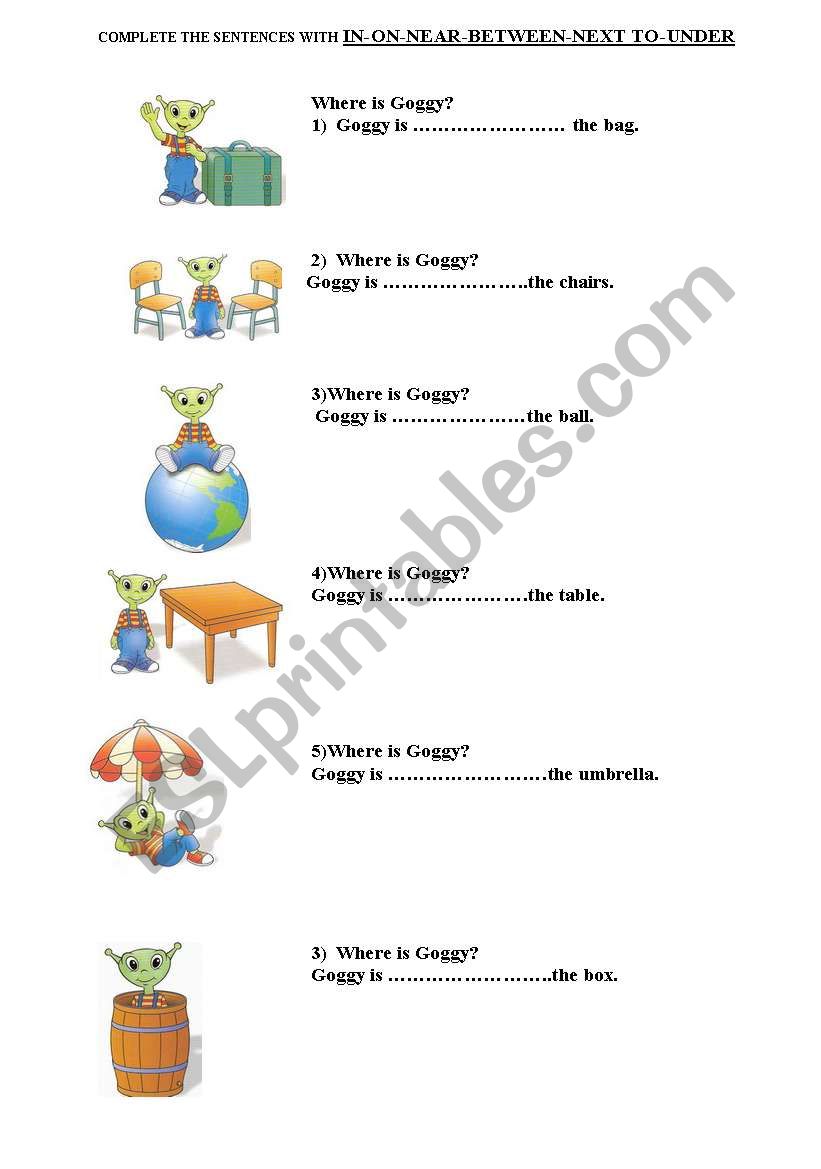 prepositions of place worksheet