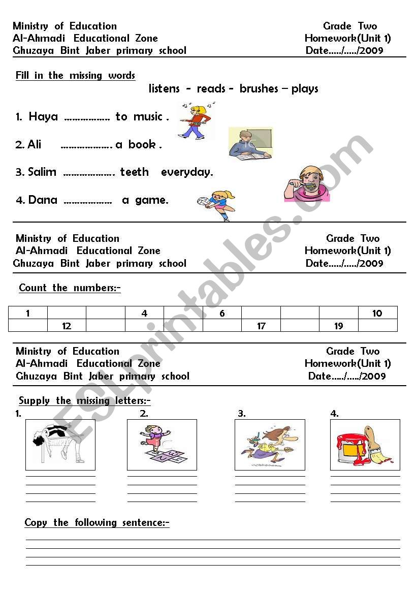 reading  and  writing  worksheet