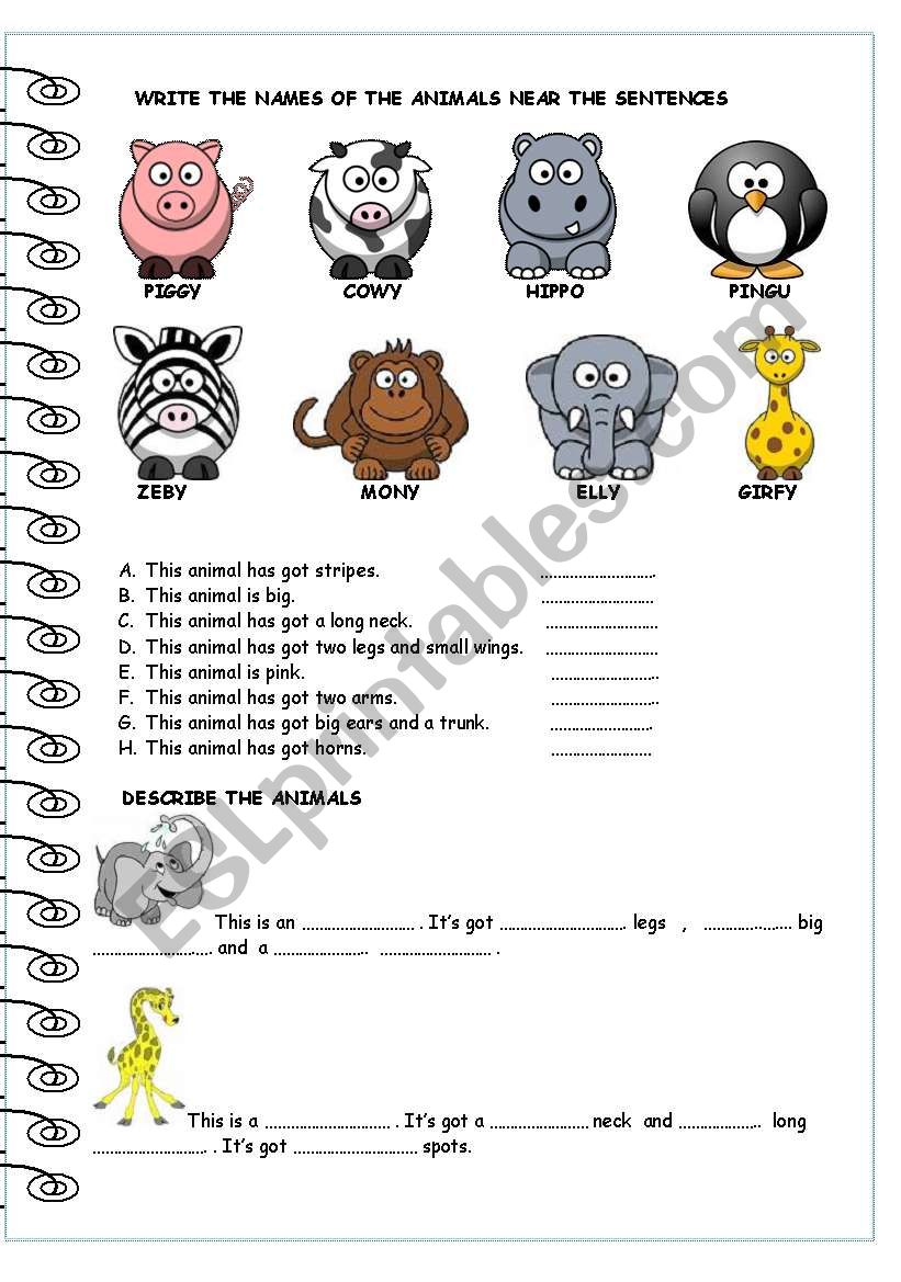 CUTE ANIMALS worksheet