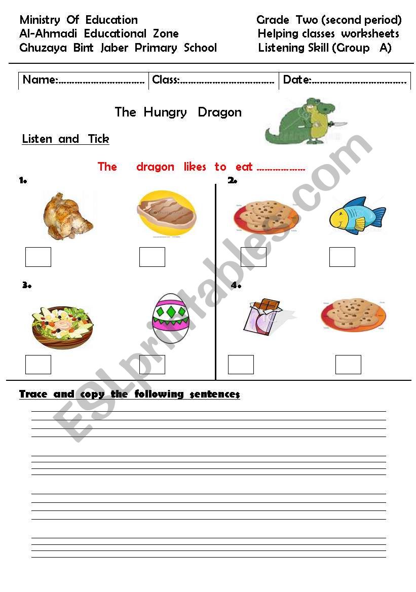 food  likes  and  dislikes worksheet