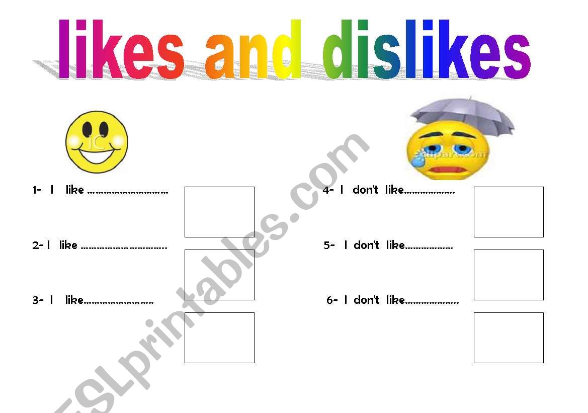 likes &dislikes worksheet