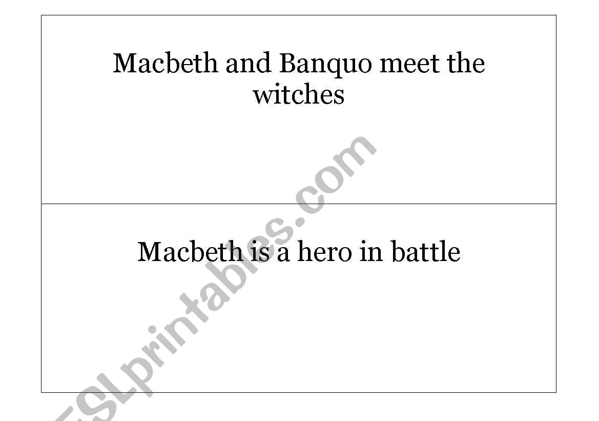 Macbeth: Put the Act I events in chronological order/famous lines
