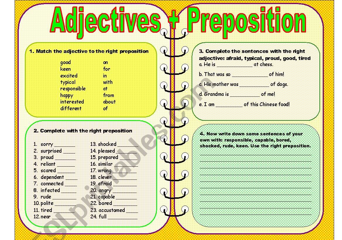 Adjective + Preposition worksheet