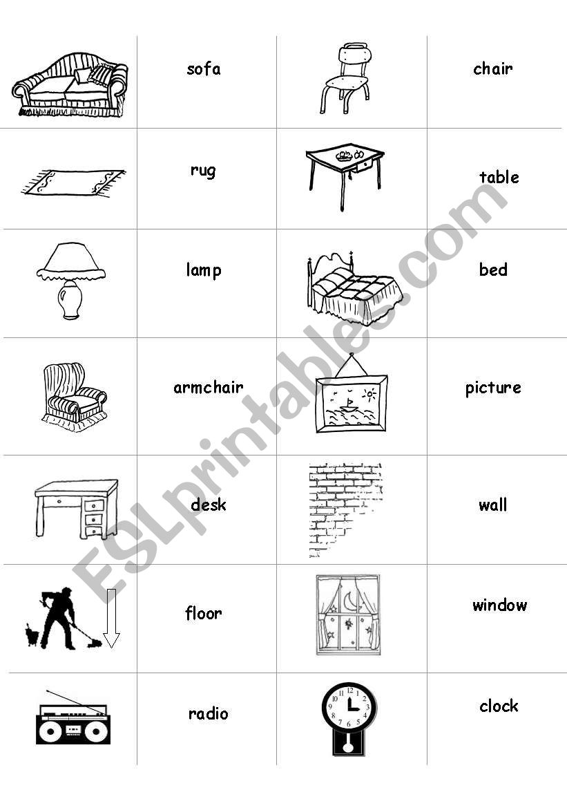 furniture memory game worksheet