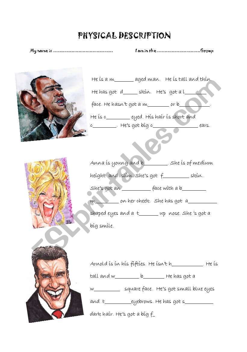 Physical Description worksheet