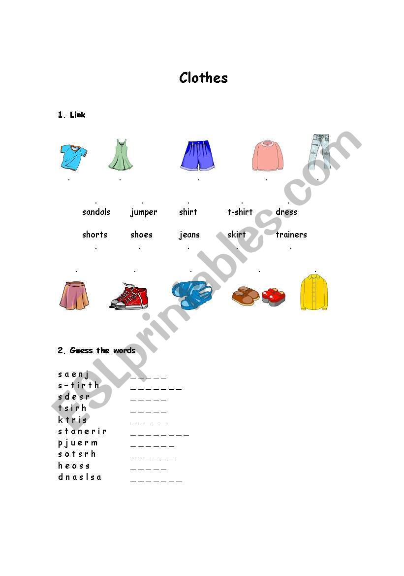 Clothes exercises worksheet