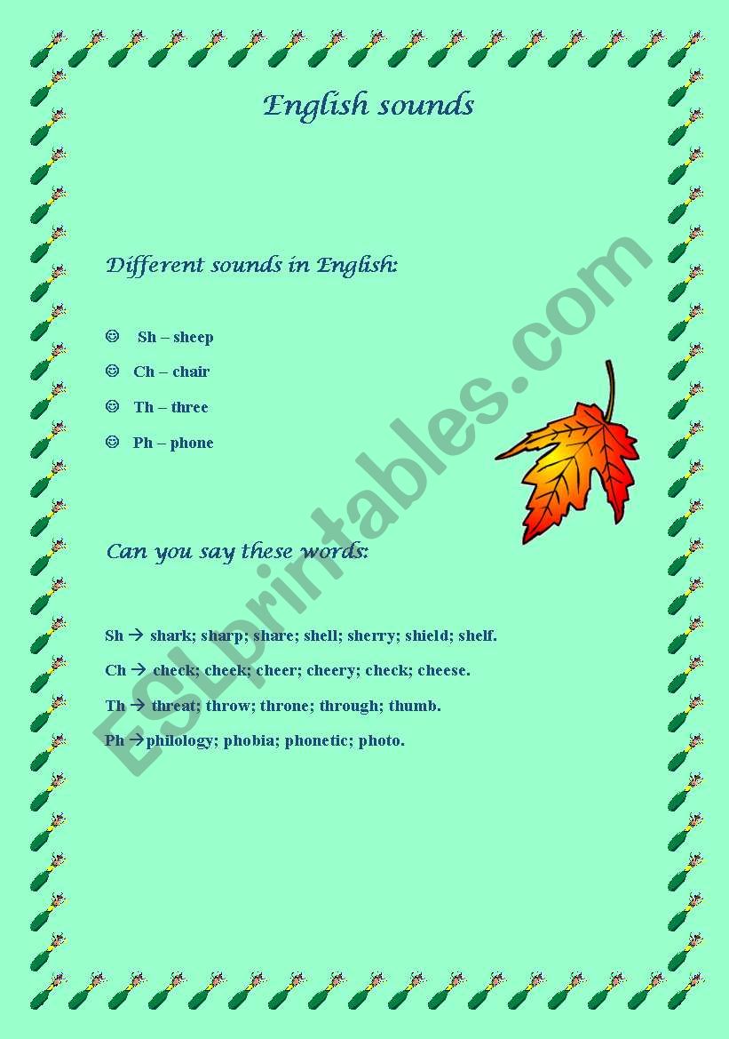 English sounds worksheet