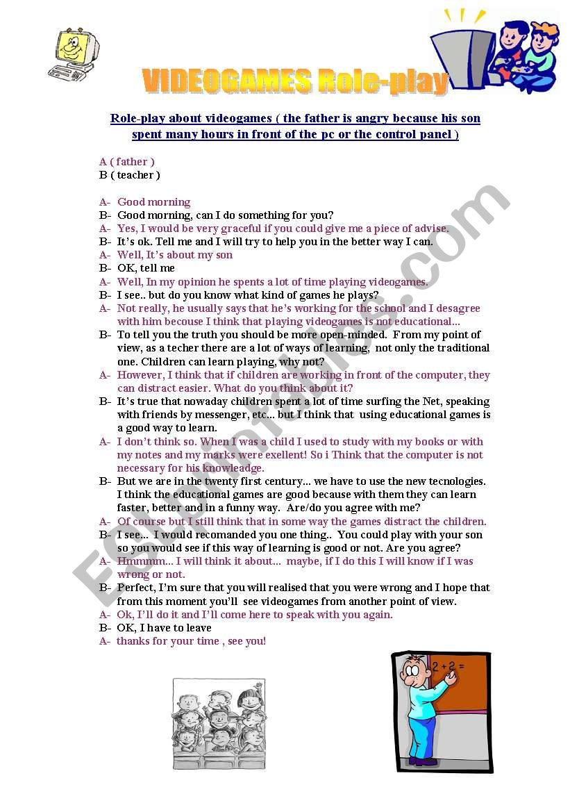 Role-play: VIDEOGAMES worksheet