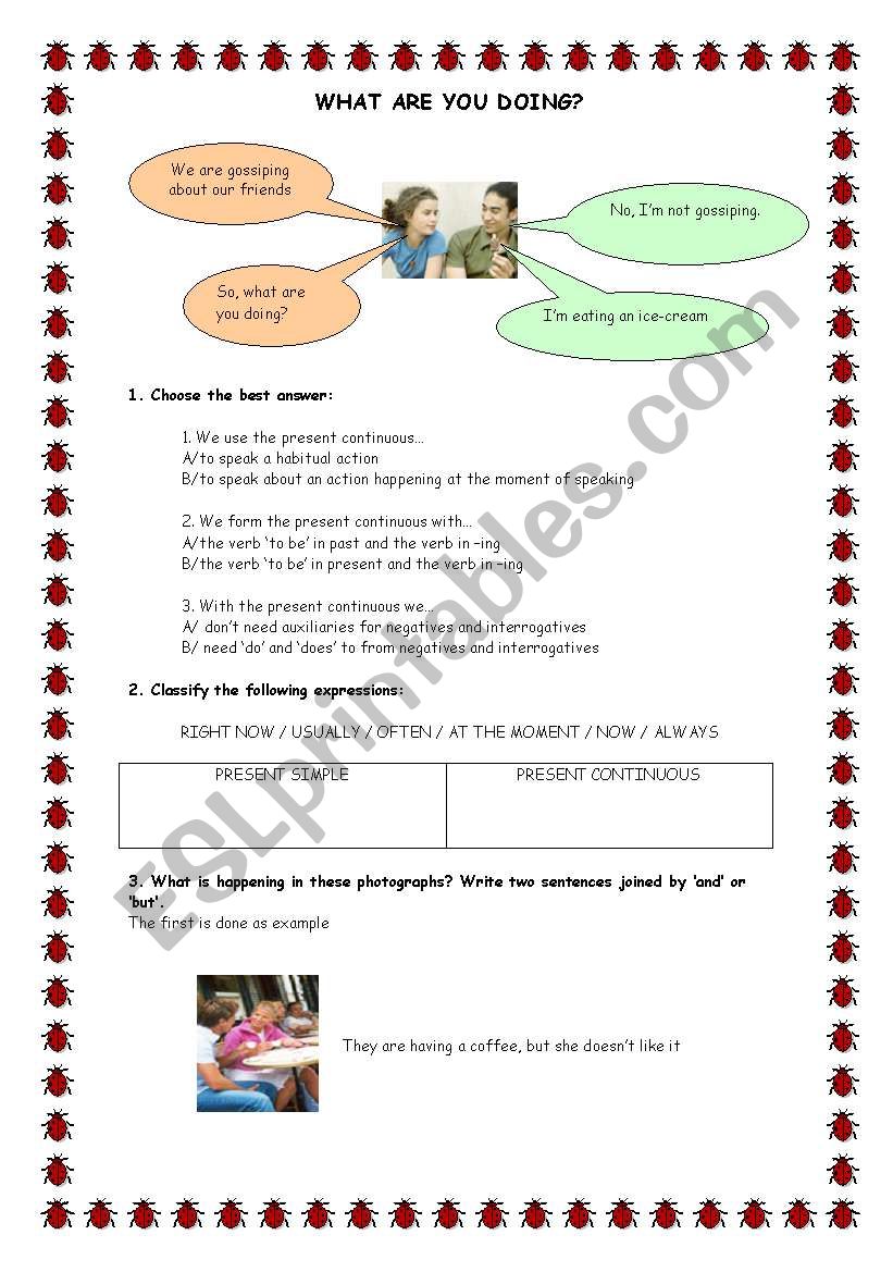 PRESENT SIMPLE AND CONTINUOUS worksheet