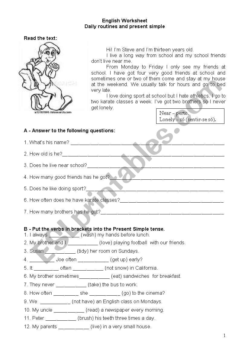 present simple worksheet worksheet