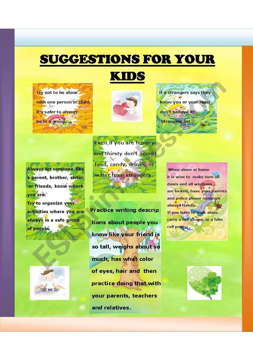 GOOD SUGGESTIONS FOR YOUR KIDS