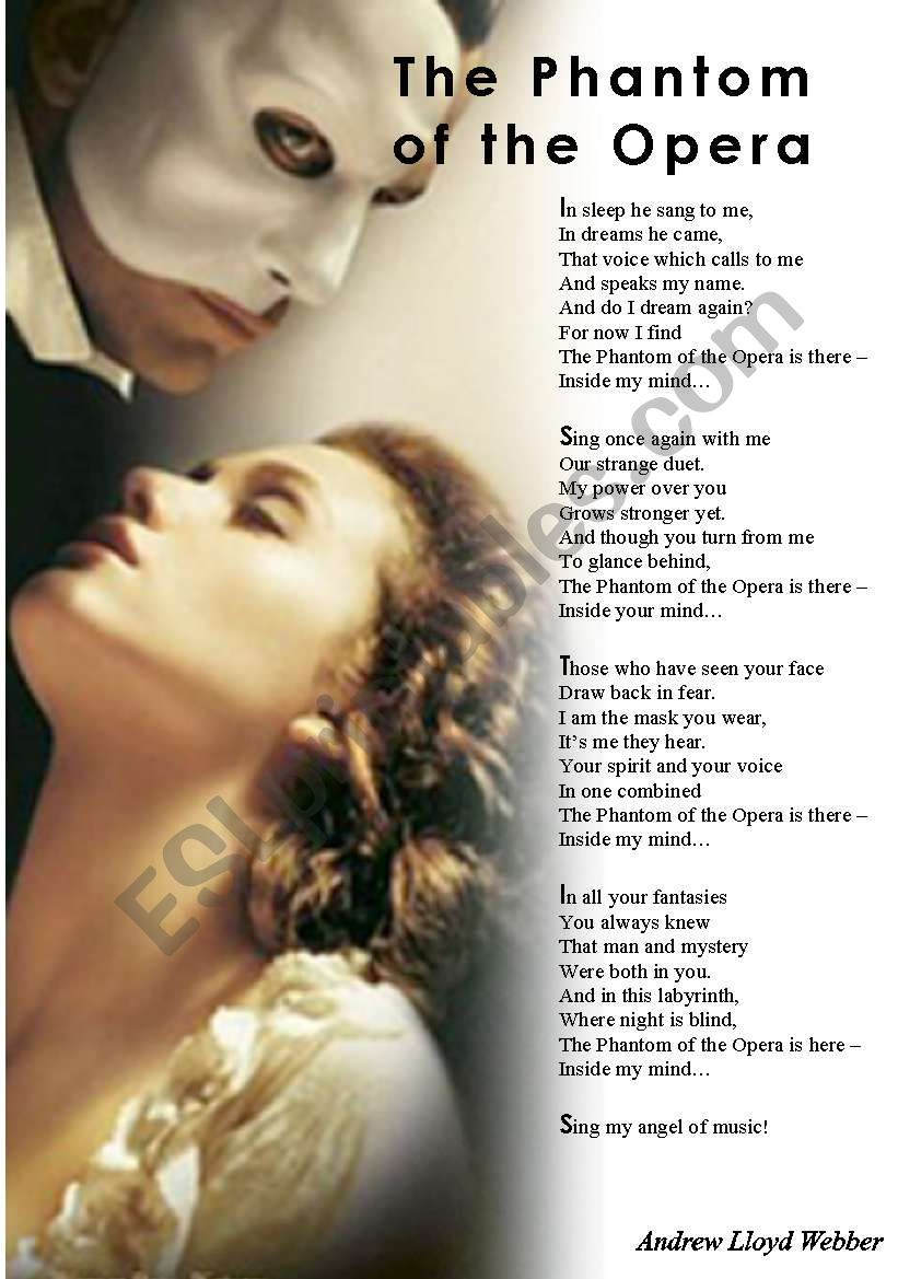 The Phantom of the Opera worksheet