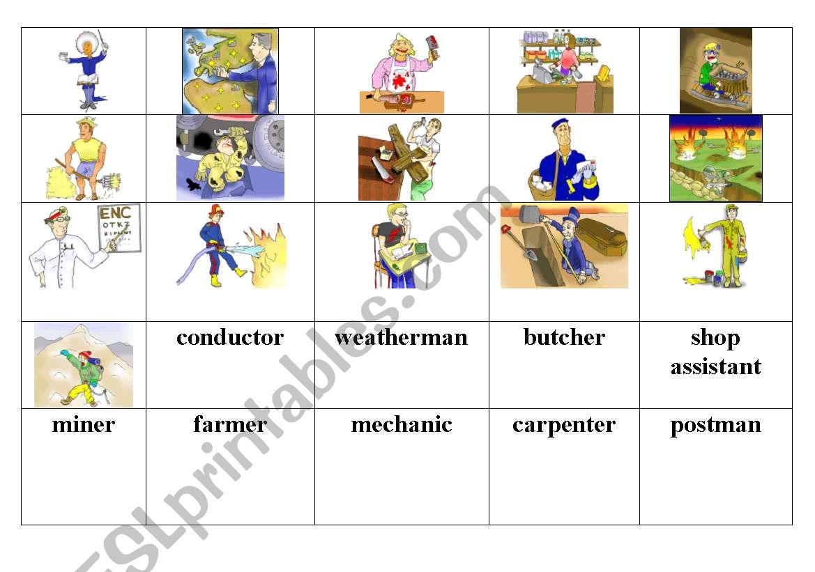 JOBS MEMORY GAME worksheet