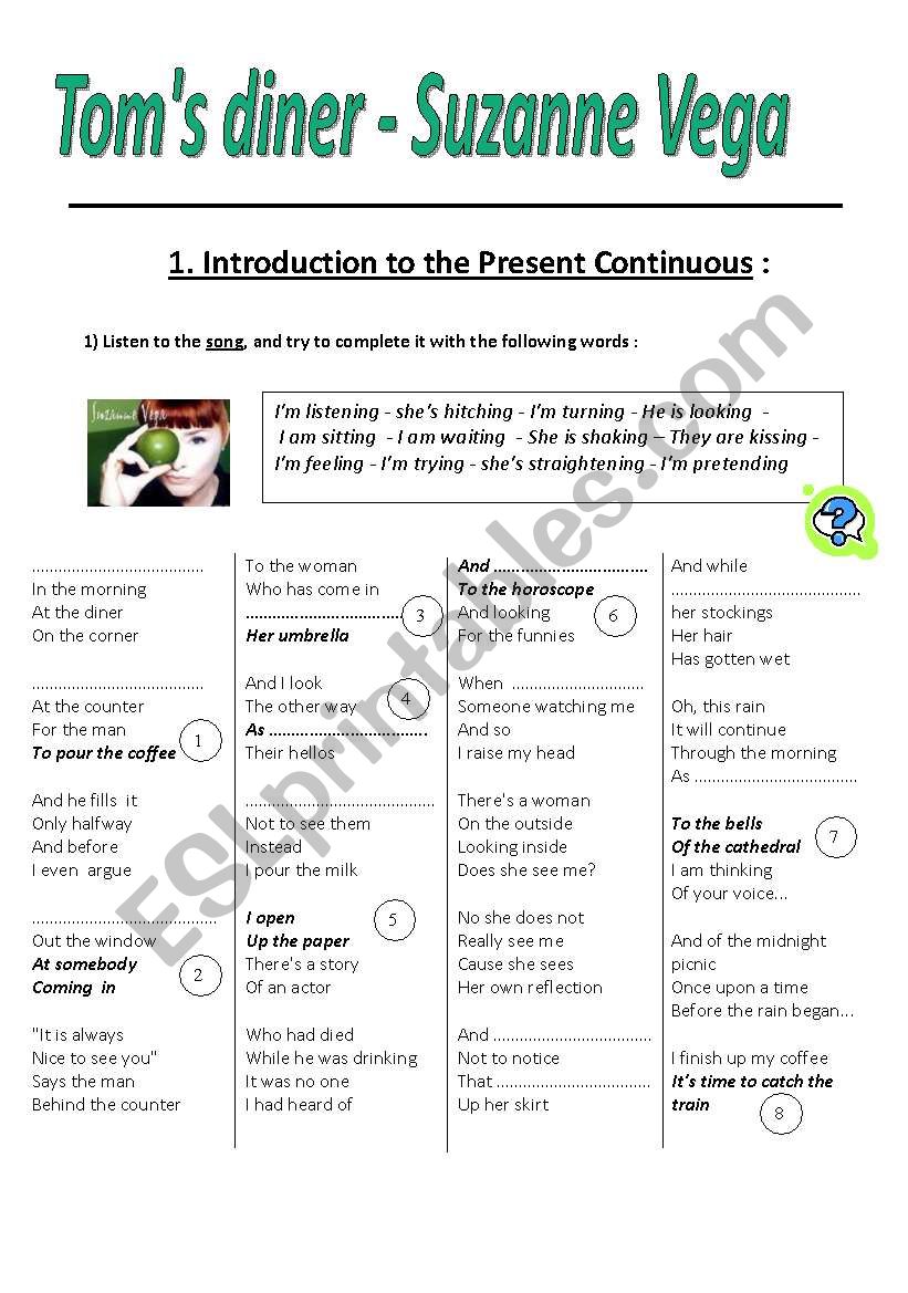 Present Continuous Song TomÂ´s Diner