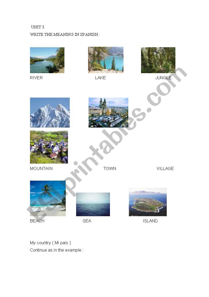 NATURE worksheet